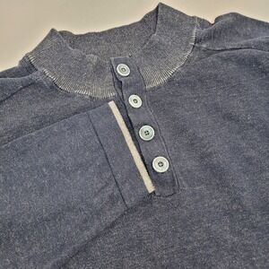 Carbon2Cobalt Henley Sweater Mens XL Blue Grey Cotton Mock Neck 155202 Excellent